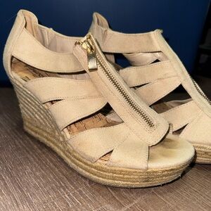Beige Wedge Sandals